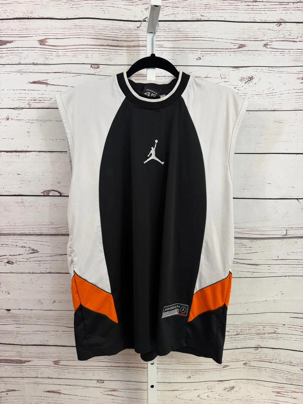 Vintage Jordan Brand Sleeveless Jersey Tank Top Mens XL Black White Orange Y2K